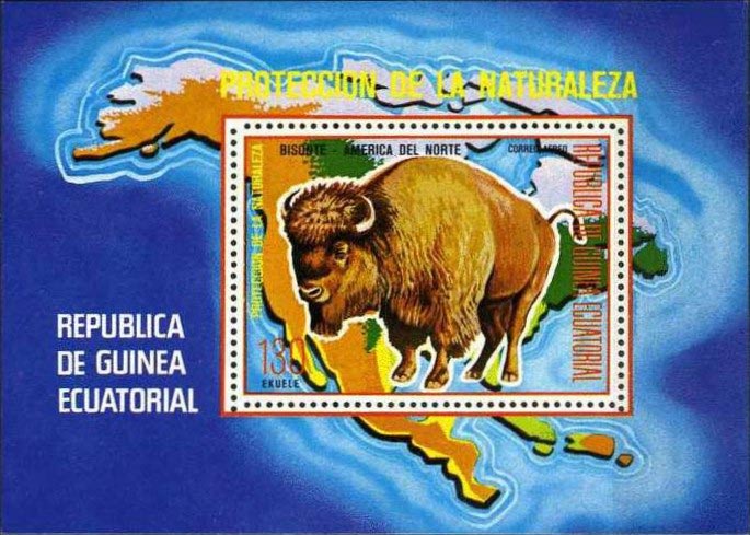 Africa stamps. Equatorial Guinea, 1976 - Bisons on stamps